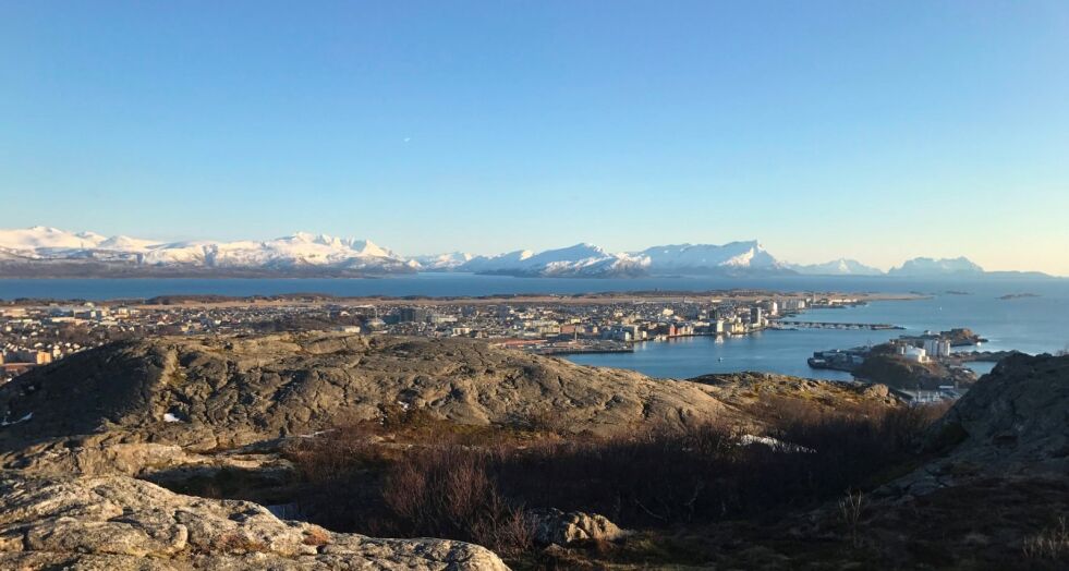 INGEN KRANGEL. Fylkeshovedstaden Bodø blir ikke berørt etter regionsendringer i nord. Utsikt over Bodø sett fra Pallfjellet. Foto: Frida Kalbakk