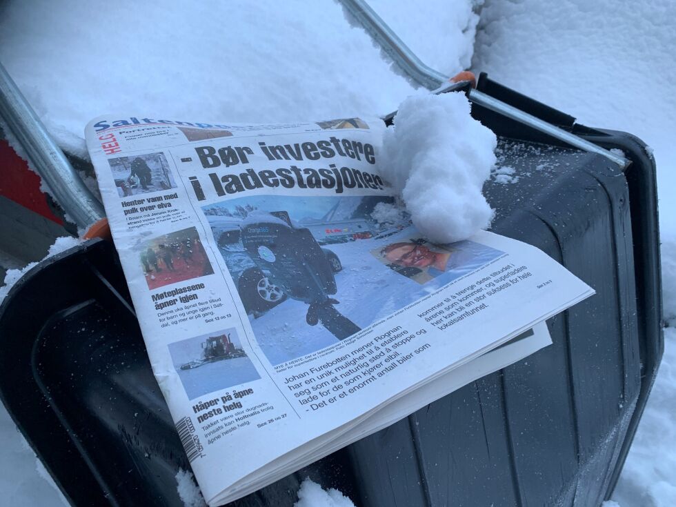 SNØ. Det har falt mye snø i natt, og på Rognan har snøfallet vært så stort av avisbudene ikke ha fått ut dagens utgave av Saltenposten.