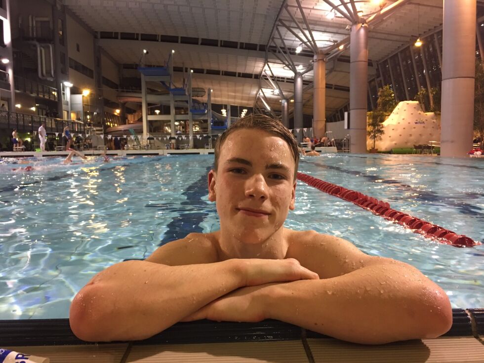 SATTE NORSK REKORD: Håvard Strand Brustad (16) satte norsk rekord på 50 meter bryst under Trøndersvøm 2017.
 Foto: Linda Engan