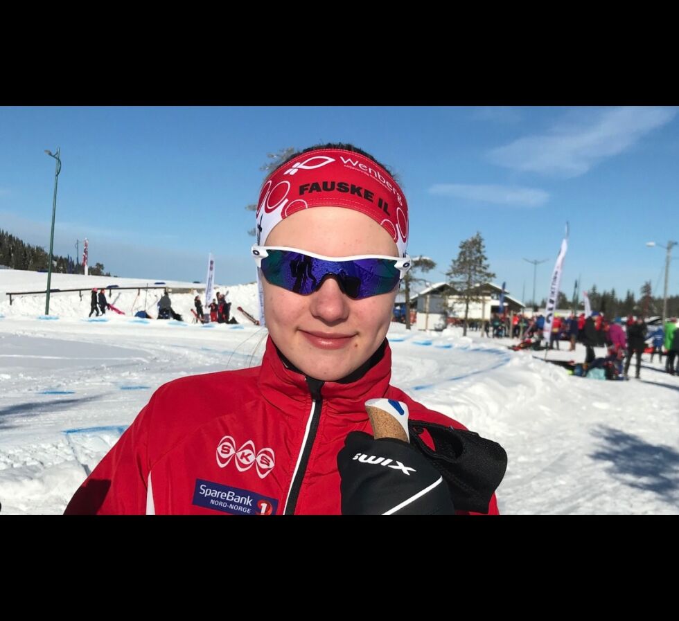 Marie Risvoll Amundsen viste fredag at hun er blant Norges aller beste skiløpere i 15-årsklassen. Hun ble nummer 15, men var bare noen få sekunder fra sjetteplassen!
 Foto: Fauske IL ski