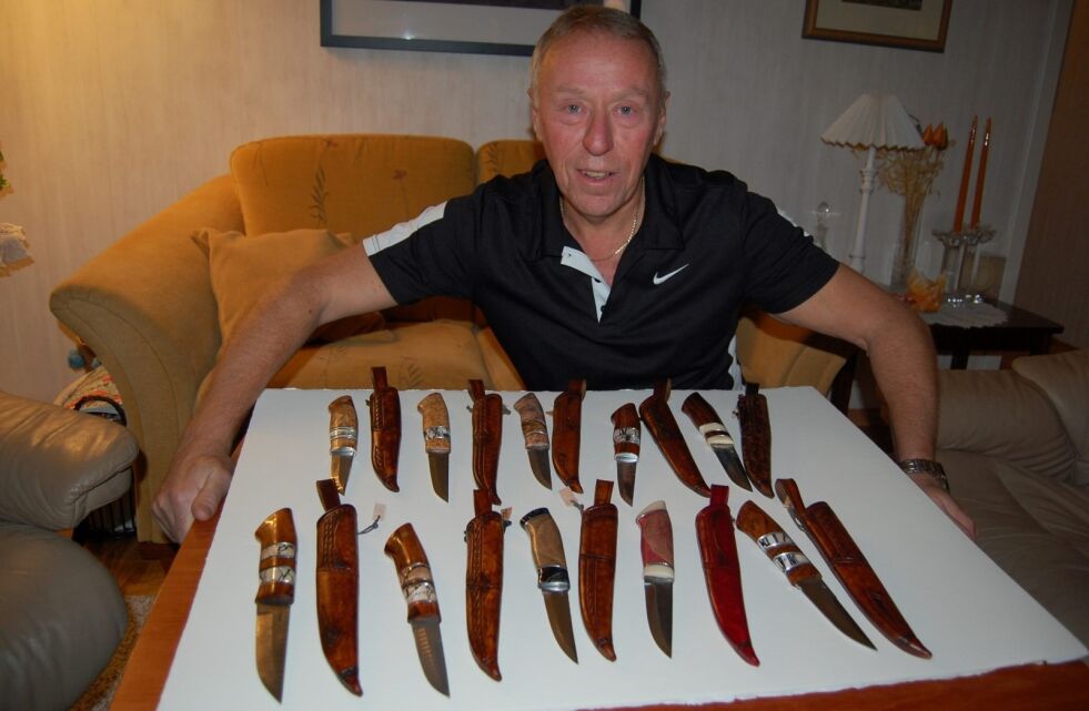MANGE FORSKJELLIGE. Kjell Ivar Linde legger vekt på at knivene han lager ikke skal se akkurat like ut, de skal ha et særpreg. Alle foto: Stig Bjørnar Karlsen