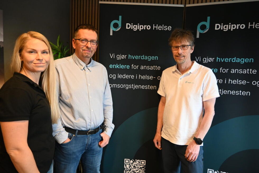 PÅ FAUSKE. Beiarn-firmaet Digipro Helse har opprettet avdelingskontor på Fauske. Fra venstre: Veronika Lande Hjemgam, Hans-Richard Bråthen og Øyvind Gundersen.
 Foto: Stig Bjørnar Karlsen