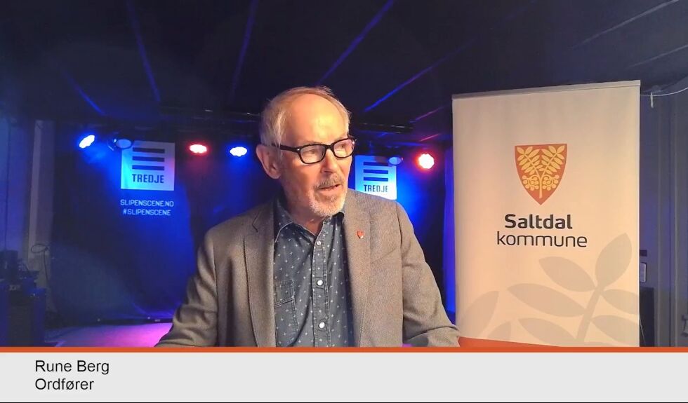 Saltdal-ordfører Rune Berg fra pressekonferansen før helga.
 Foto: Skjermdump fra pressekonferanse