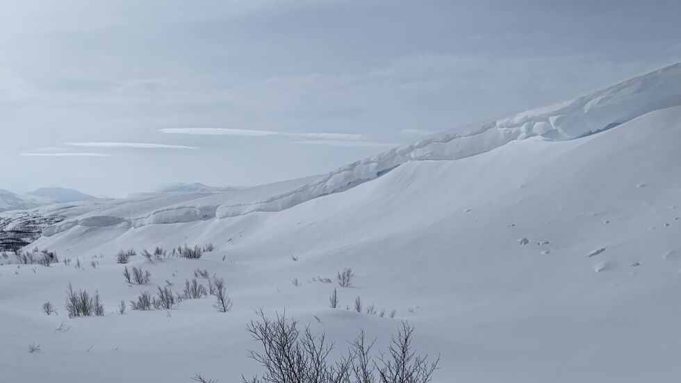 FARE. Det meldes om økt rasfare i fjellet. Bildet er fra Anna-skavelen i Sulitjelma.
 Foto: Svenn Erik Pedersen