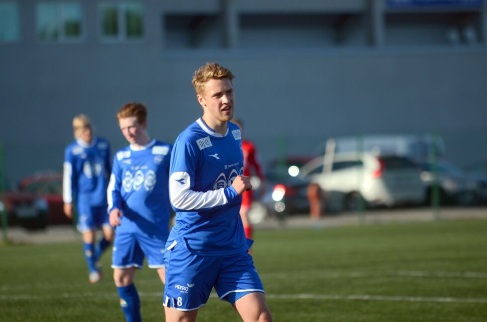 Emil Pettersen ble matchvinner da Sprint slo Grand 2-1 i Bodø fredag.
 Foto: Espen Johansen