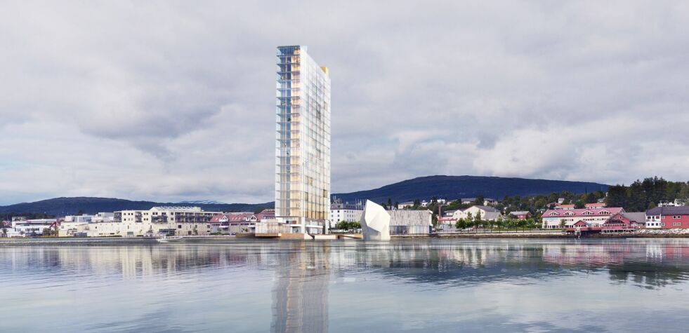Det nye hotellet er planlagt bygget i fjorden, mens et kulturhus er tenkt bygget like ved på land.
 Foto: Arkiv
