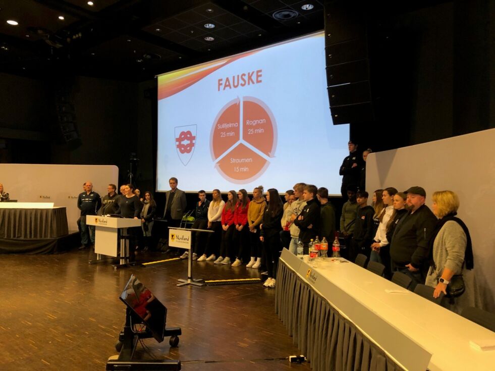 I BODØ. Delegasjonen fra Indre Salten argumenterer her for Fauske som studiested når det gjelder Idrettsfag.