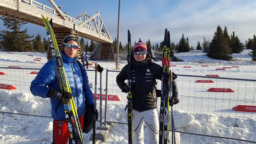 TRAVELT. Adrian Sandnes Lillevoll fra Valnesfjord og Brian Nymo Holmstrøm fra Fauske gikk alle tre rennene i Norgescupen på Gålå. - Jeg er litt sliten etter tre renn på tre dager, sier Adrian. Begge foto: Jann-Hårek Lillevoll