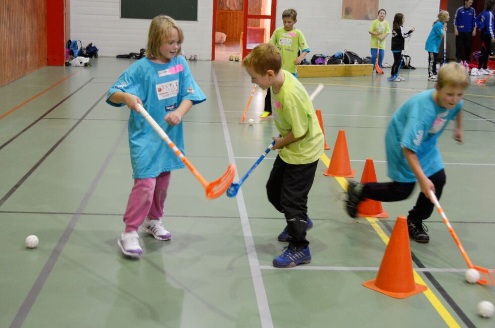 MASSE AKTIVITET. Innebandy er en av aktivitetene som skal prøves ut under Barnas idrettsdag.
 Foto: Sylvia Bredal