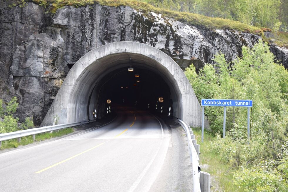 En av tunnelene i Sørfold, som er blant de 16 tunnelene Lofthus er kritisk til. Kobbskaret tunnel. Foto: Eva S. Winther