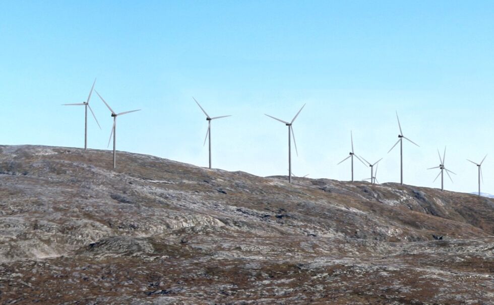 VINDPARK. Dette er et utsnitt av Øyfjellet vindpark ved Mosjøen. Den samme utbyggeren, Eolus vind, vil også bygge i Sørfold hvis kommunen er positiv.
 Foto: Eolus vind