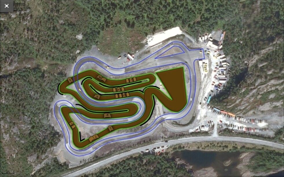 BANE. Slik skal motocrossbanen ligge i forhold til bilcrossbanen i Dråvika. Alle foto: Salten motorsport