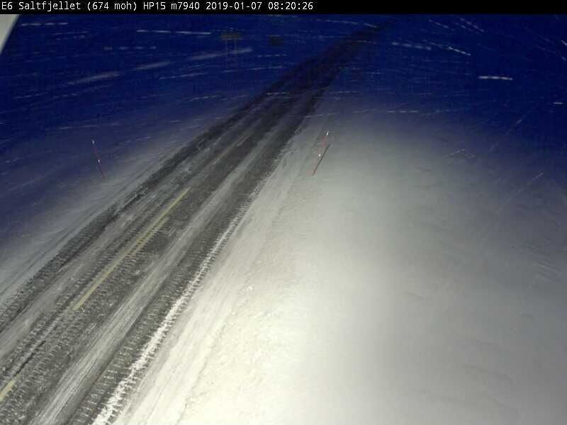 Slik så det ut på Saltfjellet mandag morgen klokken 08.20.
 Foto: Statens Vegvesen